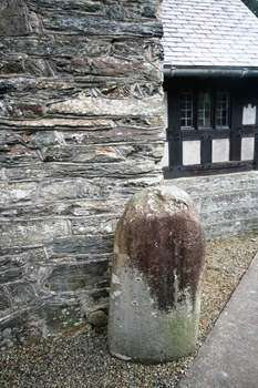 Boulder outside church